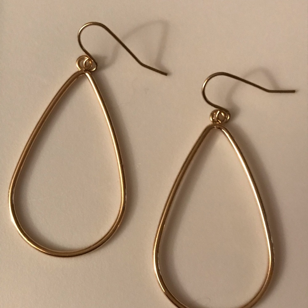 Gold Teardrop Hoop Earrings W/Gift Bag